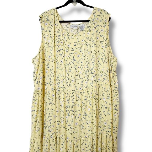 Studio Ease Plus Size Yellow Ditsy Floral Maxi Sundress 26W Cottagecore Style - Picture 2 of 9